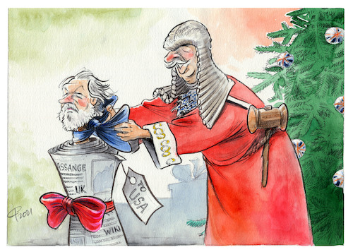 Cartoon: Ho ho ho (medium) by Paolo Calleri tagged usa,grossbritannien,uk,assange,julian,journalismus,wikileaks,gericht,justiz,auslieferung,auslieferungsverbot,whistleblower,londo,high,court,enthüülungen,spionagevorwürfe,militäreinsaätze,irak,afghanistan,kriegsverbrechen,karikatur,cartoon,paolo,calleri,ho,usa,grossbritannien,uk,assange,julian,journalismus,wikileaks,gericht,justiz,auslieferung,auslieferungsverbot,whistleblower,londo,high,court,enthüülungen,spionagevorwürfe,militäreinsaätze,irak,afghanistan,kriegsverbrechen,karikatur,cartoon,paolo,calleri