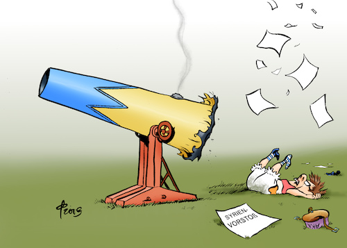 Cartoon: Kandidaturkanone (medium) by Paolo Calleri tagged eu,deutschland,welt,syrien,nordsyrien,tuerkei,schutz,schutzzone,kurden,annegret,kramp,karrenbauer,vorschlag,kabinett,regierung,kolaitionspartner,cdu,spd,verteidigung,verteidigungsministerium,verteidigungsministerin,parteivorsitzende,parteichefin,kanzlerschaft,kandidatut,kanzlerkandidatur,karikatur,cartoon,paolo,calleri,eu,deutschland,welt,syrien,nordsyrien,tuerkei,schutz,schutzzone,kurden,annegret,kramp,karrenbauer,vorschlag,kabinett,regierung,kolaitionspartner,cdu,spd,verteidigung,verteidigungsministerium,verteidigungsministerin,parteivorsitzende,parteichefin,kanzlerschaft,kandidatut,kanzlerkandidatur,karikatur,cartoon,paolo,calleri