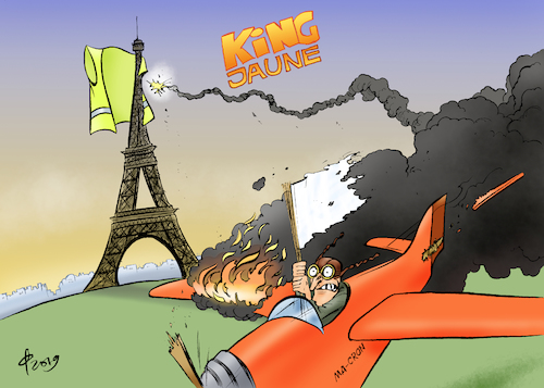 Cartoon: King Jaune (medium) by Paolo Calleri tagged eu,frankreich,gelbwesten,proteste,praesident,emmanuel,macron,fernsehen,fernsehansprache,vorschlaege,steuern,renten,versprechen,ablehnung,steuersenkungen,demokratie,buergerbeteiligung,reich,arm,politik,wirtschaft,soziales,arbeit,karikatur,cartoon,paolo,calleri,eu,frankreich,gelbwesten,proteste,praesident,emmanuel,macron,fernsehen,fernsehansprache,vorschlaege,steuern,renten,versprechen,ablehnung,steuersenkungen,demokratie,buergerbeteiligung,reich,arm,politik,wirtschaft,soziales,arbeit,karikatur,cartoon,paolo,calleri