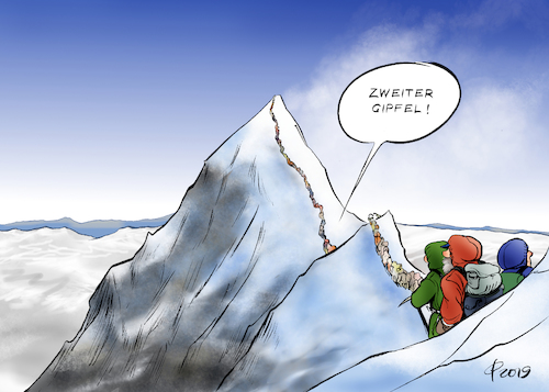 Cartoon: Massenandrang II (medium) by Paolo Calleri tagged nepal,mount,everest,besteigung,ansturm,massen,gipfel,jahrestag,erstbesteigung,todesfaelle,unfaelle,todesrennen,berge,himalaya,faszination,abenteuer,gefahr,karikatur,cartoon,paolo,calleri,nepal,mount,everest,besteigung,ansturm,massen,gipfel,jahrestag,erstbesteigung,todesfaelle,unfaelle,todesrennen,berge,himalaya,faszination,abenteuer,gefahr,karikatur,cartoon,paolo,calleri