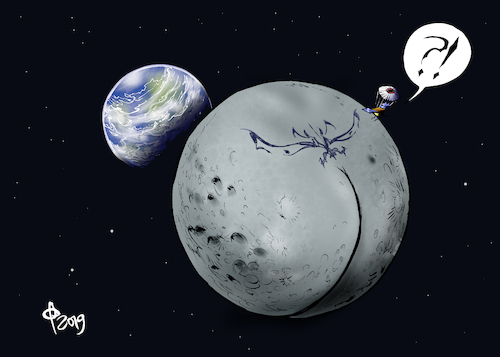 Cartoon: Mondsonde ChangE 4 (medium) by Paolo Calleri tagged welt,weltraum,mond,mondsonde,sonde,china,landung,rueckseite,ruecken,abgewandt,seite,erde,hintern,gesaes,podex,arschgeweih,taetowierung,karikatur,cartoon,paolo,calleri,welt,weltraum,mond,mondsonde,sonde,china,landung,rueckseite,ruecken,abgewandt,seite,erde,hintern,gesaes,podex,arschgeweih,taetowierung,karikatur,cartoon,paolo,calleri