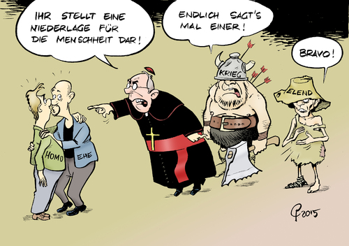 Cartoon: Niederlage (medium) by Paolo Calleri tagged vatikan,katholizismus,ehe,familie,homosexualitaet,schwule,lesben,schwul,referendum,irland,abstimmung,konservativ,niederlage,menscheit,karikatur,cartoon,paolo,calleri,vatikan,katholizismus,ehe,familie,homosexualitaet,schwule,lesben,schwul,referendum,irland,abstimmung,konservativ,niederlage,menscheit,karikatur,cartoon,paolo,calleri