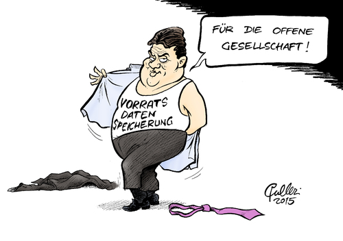 Cartoon: Offenherzig (medium) by Paolo Calleri tagged deutschland,frankreich,paris,attentat,satirezeitschrift,charlie,hebdo,debatte,vorratsdatenspeicherung,ueberwachung,telekommunikation,internet,daten,bundeswirtschaftsminister,sigmar,gabriel,spd,karikatur,cartoon,paolo,calleri,deutschland,frankreich,paris,attentat,satirezeitschrift,charlie,hebdo,debatte,vorratsdatenspeicherung,ueberwachung,telekommunikation,internet,daten,bundeswirtschaftsminister,sigmar,gabriel,spd,karikatur,cartoon,paolo,calleri