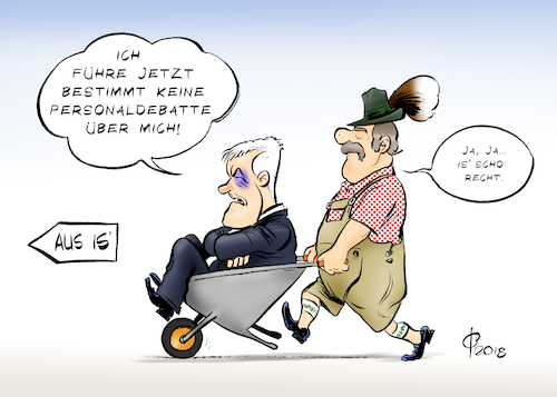 Cartoon: Personaldebatte (medium) by Paolo Calleri tagged deutschland,bayern,wahlen,landtagswahl,csu,parteien,abschneiden,stimmen,bundesinnenminister,horst,seehofer,parteivorsitzender,parteichef,personaldebatte,fuehrungsdebatte,verantwortung,karikatur,cartoon,paolo,calleri,deutschland,bayern,wahlen,landtagswahl,csu,parteien,abschneiden,stimmen,bundesinnenminister,horst,seehofer,parteivorsitzender,parteichef,personaldebatte,fuehrungsdebatte,verantwortung,karikatur,cartoon,paolo,calleri