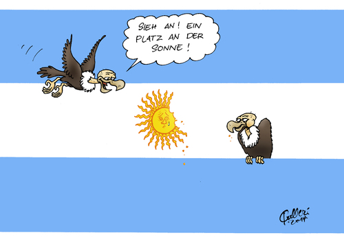 Cartoon: Platz an der Sonne (medium) by Paolo Calleri tagged argentinien,pleite,glaeubiger,schulden,insolvenz,zahlungsunfaehig,verhandlungen,hedgefonds,us,bundesgericht,nml,capital,aurelius,geierfonds,geier,anleihen,zahlungsausfall,finanzmaerkte,karikatur,cartoon,paolo,calleri,argentinien,pleite,glaeubiger,schulden,insolvenz,zahlungsunfaehig,verhandlungen,hedgefonds,us,bundesgericht,nml,capital,aurelius,geierfonds,geier,anleihen,zahlungsausfall,finanzmaerkte,karikatur,cartoon,paolo,calleri