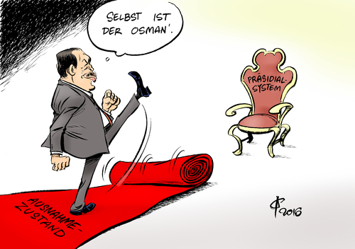 Cartoon: Präsidialsystem (medium) by Paolo Calleri tagged tuerkei,militaer,putsch,putschversuch,staatspraesident,recep,tayyip,erdogan,ausnahmezustand,dekrete,macht,praesidialsystem,verfassung,karikatur,cartoon,paolo,calleri,tuerkei,militaer,putsch,putschversuch,staatspraesident,recep,tayyip,erdogan,ausnahmezustand,dekrete,macht,praesidialsystem,verfassung,karikatur,cartoon,paolo,calleri