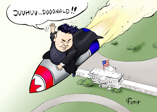 Cartoon: Raketenmann (medium) by Paolo Calleri tagged usa,nordkorea,raketen,waffen,test,raketentest,kim,jong,un,interkontinentalrakete,interkontinental,provokation,praesident,donald,trump,reichweite,karikatur,cartoon,paolo,calleri,usa,nordkorea,raketen,waffen,test,raketentest,kim,jong,un,interkontinentalrakete,interkontinental,provokation,praesident,donald,trump,reichweite,karikatur,cartoon,paolo,calleri