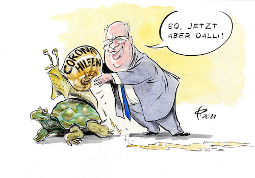 Cartoon: Schnelle Auszahlung (medium) by Paolo Calleri tagged welt,deutschland,wirtschaft,corona,hilfen,auszahlung,bundeswirtschaftsminister,peter,altmaier,bundesregierung,pandemie,lockdown,gesellschaft,buendnisse,finanzen,milliarden,finanzhilfen,novemberhilfen,karikatur,cartoon,paolo,calleri,welt,deutschland,wirtschaft,corona,hilfen,auszahlung,bundeswirtschaftsminister,peter,altmaier,bundesregierung,pandemie,lockdown,gesellschaft,buendnisse,finanzen,milliarden,finanzhilfen,novemberhilfen,karikatur,cartoon,paolo,calleri