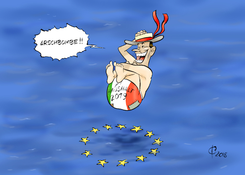 Cartoon: Schuldenhaushalt (medium) by Paolo Calleri tagged eu,italien,schulden,haushalt,schuldenhaushalt,kommission,regierung,rom,rechtspopulisten,geschenke,wahlgeschenke,etat,etatentwurf,europa,wirtschaft,wirtschaftskraft,wahlversprechen,neuverschuldung,haushaltsdefizit,haushaltsregeln,finanzen,finanzminister,karikatur,cartoon,paolo,calleri,eu,italien,schulden,haushalt,schuldenhaushalt,kommission,regierung,rom,rechtspopulisten,geschenke,wahlgeschenke,etat,etatentwurf,europa,wirtschaft,wirtschaftskraft,wahlversprechen,neuverschuldung,haushaltsdefizit,haushaltsregeln,finanzen,finanzminister,karikatur,cartoon,paolo,calleri