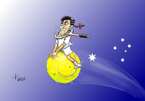 Cartoon: Tennisbaron (medium) by Paolo Calleri tagged welt,australien,serbien,sport,tennis,profi,novak,djokovic,einreise,australian,open,turnier,visum,covid,corona,impfung,impfgegner,betrug,karikatur,cartoon,paolo,calleri,welt,australien,serbien,sport,tennis,profi,novak,djokovic,einreise,australian,open,turnier,visum,covid,corona,impfung,impfgegner,betrug,karikatur,cartoon,paolo,calleri