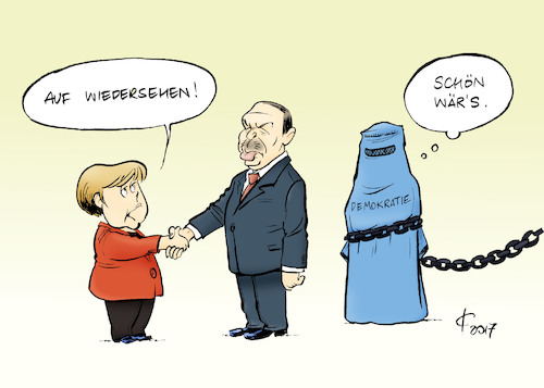 Cartoon: Türkei-Besuch (medium) by Paolo Calleri tagged deutschland,tuerkei,besuch,treffen,kritik,fluechtlingskrise,abkommen,fluechtlinge,demokratie,diktatur,verfassung,praesidialsystem,demontage,bundeskanzlerin,angela,merkel,staatspraesident,recep,tayyip,erdogan,karikatur,cartoon,paolo,calleri,deutschland,tuerkei,besuch,treffen,kritik,fluechtlingskrise,abkommen,fluechtlinge,demokratie,diktatur,verfassung,praesidialsystem,demontage,karikatur,cartoon,paolo,calleri