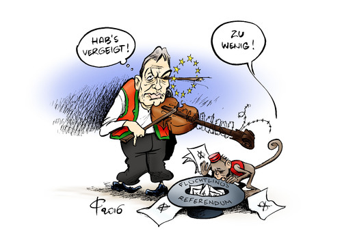 Cartoon: Vergeigt (medium) by Paolo Calleri tagged eu,ungarn,ministerpraesident,viktor,orban,referendum,fluechtlinge,fluechtlingspolitik,abstimmung,beteiligung,gescheitert,rechtspopulisten,nationalisten,islamophob,grenzzaeune,zaun,grenzen,verteilung,quote,karikatur,cartoon,paolo,calleri,eu,ungarn,ministerpraesident,viktor,orban,referendum,fluechtlinge,fluechtlingspolitik,abstimmung,beteiligung,gescheitert,rechtspopulisten,nationalisten,islamophob,grenzzaeune,zaun,grenzen,verteilung,quote,karikatur,cartoon,paolo,calleri