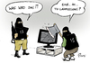 Cartoon: IS-Hacker (small) by Paolo Calleri tagged frankreich,fernsehen,tv,sender,tv5,monde,is,islamischer,staat,islamisten,terroristen,computer,lahmlegung,hackangriff,hacker,karikatur,cartoon,paolo,calleri