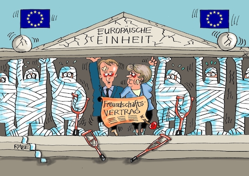 Cartoon: Aachen (medium) by RABE tagged brexit,eu,insel,may,britten,austritt,rabe,ralf,böhme,cartoon,karikatur,pressezeichnung,farbcartoon,tagescartoon,brüsselaachen,freundschaftsvertrag,merkel,macron,deutschland,frankreich,beziehungen,europapolitik,einheit,krücken,gipsverband,krank,gehbehinderung,träger,säulen,tempel,tempelstufen,brexit,eu,insel,may,britten,austritt,rabe,ralf,böhme,cartoon,karikatur,pressezeichnung,farbcartoon,tagescartoon,brüsselaachen,freundschaftsvertrag,merkel,macron,deutschland,frankreich,beziehungen,europapolitik,einheit,krücken,gipsverband,krank,gehbehinderung,träger,säulen,tempel,tempelstufen