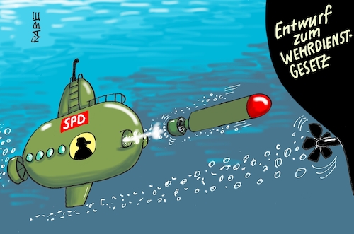 Cartoon: Abenteuer unter Wasser (medium) by RABE tagged merz,union,kanzler,fritze,koalition,spd,klingbeil,bundesregierung,rabe,ralf,böhme,cartoon,karikatur,pressezeichnung,farbcartoon,tagescartoon,fett,fettnapf,drecksarbeit,stelzen,training,pistorius,unterseeboot,torpedo,wehrgesetz,wehrdienst,los,musterung,streit,merz,union,kanzler,fritze,koalition,spd,klingbeil,bundesregierung,rabe,ralf,böhme,cartoon,karikatur,pressezeichnung,farbcartoon,tagescartoon,fett,fettnapf,drecksarbeit,stelzen,training,pistorius,unterseeboot,torpedo,wehrgesetz,wehrdienst,los,musterung,streit