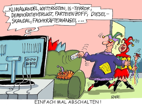 Cartoon: Abschalteinrichtung (medium) by RABE tagged karneval,fasching,rosenmontag,narren,elferrat,kostüme,kostünball,bütt,rabe,ralf,böhme,cartoon,karikatur,pressezeichnung,farbcartoon,tagescartoon,wettrüsten,demokratieverlust,dieselskandal,fachkräftemangel,umweltkollaps,terror,karneval,fasching,rosenmontag,narren,elferrat,kostüme,kostünball,bütt,rabe,ralf,böhme,cartoon,karikatur,pressezeichnung,farbcartoon,tagescartoon,wettrüsten,demokratieverlust,dieselskandal,fachkräftemangel,umweltkollaps,terror