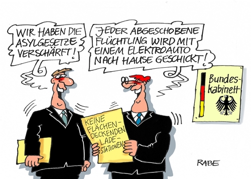 Cartoon: Abschiebung (medium) by RABE tagged asylanten,asylpaket,verschärfung,flüchtlinge,flüchtlingskrise,asylregeln,schnellverfahren,asylbewerber,tunesien,rabe,ralf,böhme,cartoon,karikatur,pressezeichnung,farbcartoon,tagescartoon,auto,elektroauto,strom,asylanten,asylpaket,verschärfung,flüchtlinge,flüchtlingskrise,asylregeln,schnellverfahren,asylbewerber,tunesien,rabe,ralf,böhme,cartoon,karikatur,pressezeichnung,farbcartoon,tagescartoon,auto,elektroauto,strom