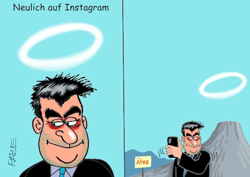 Cartoon: Ätna (medium) by RABE tagged söder,csu,klausur,klausurtagung,bayern,löwe,lorbeerkranz,rabe,ralf,böhme,cartoon,karikatur,pressezeichnung,farbcartoon,tagescartoon,friedrich,merz,union,cdu,schwesterpartei,berlin,ätna,vulkan,italien,etna,rauch,kringel,rauchkringel,wolke,rauchwolke,heiligenschein,gott,instagram,söder,csu,klausur,klausurtagung,bayern,löwe,lorbeerkranz,rabe,ralf,böhme,cartoon,karikatur,pressezeichnung,farbcartoon,tagescartoon,friedrich,merz,union,cdu,schwesterpartei,berlin,ätna,vulkan,italien,etna,rauch,kringel,rauchkringel,wolke,rauchwolke,heiligenschein,gott,instagram