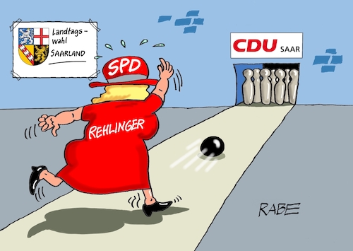 Cartoon: Alle Neune (medium) by RABE tagged landtagswahl,saarland,tobis,hans,cdu,anke,rehlinger,spd,rabe,ralf,böhme,cartoon,karikatur,pressezeichnung,farbcartoon,tagescartoon,wähler,wahlurne,kegel,kegelbahn,kugel,saar,landtagswahl,saarland,tobis,hans,cdu,anke,rehlinger,spd,rabe,ralf,böhme,cartoon,karikatur,pressezeichnung,farbcartoon,tagescartoon,wähler,wahlurne,kegel,kegelbahn,kugel,saar