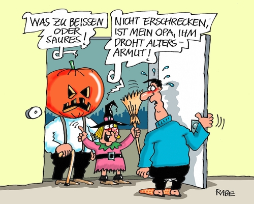 Cartoon: Altersarmut (medium) by RABE tagged rente,rentner,armut,altersarmut,nahles,spd,rentenbeitrag,sozialministerin,rabe,ralf,böhme,cartoon,karikatur,pressezeichnung,farbcartoon,tagescartoon,halloween,grusel,hexe,kürbis,maske,rente,rentner,armut,altersarmut,nahles,spd,rentenbeitrag,sozialministerin,rabe,ralf,böhme,cartoon,karikatur,pressezeichnung,farbcartoon,tagescartoon,halloween,grusel,hexe,kürbis,maske