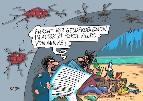 Cartoon: Altersarmut (medium) by RABE tagged rente,rentner,armut,altersarmut,nahles,spd,rentenbeitrag,sozialministerin,rabe,ralf,böhme,cartoon,karikatur,pressezeichnung,farbcartoon,tagescartoon,schulz,kanzlerkandidat,rentenerhöhung,ost,west,befürchtung,geldprobleme,alter,bundesbürger,brücke,rente,rentner,armut,altersarmut,nahles,spd,rentenbeitrag,sozialministerin,rabe,ralf,böhme,cartoon,karikatur,pressezeichnung,farbcartoon,tagescartoon,schulz,kanzlerkandidat,rentenerhöhung,ost,west,befürchtung,geldprobleme,alter,bundesbürger,brücke