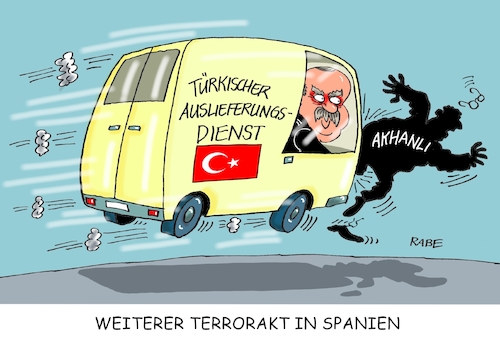 Cartoon: Amokfahrer (medium) by RABE tagged amok,amokfahrer,spanien,barcelona,terrorakt,terrorist,islamist,lieferwagen,is,trauer,opfer,rabe,ralf,böhme,cartoon,karikatur,pressezeichnung,farbcartoon,tagescartoon,erdogan,türkei,regime,akhanli,gülen,anhänger,sultan,gefängnis,auslieferung,deutscher,deutschtürke,amok,amokfahrer,spanien,barcelona,terrorakt,terrorist,islamist,lieferwagen,is,trauer,opfer,rabe,ralf,böhme,cartoon,karikatur,pressezeichnung,farbcartoon,tagescartoon,erdogan,türkei,regime,akhanli,gülen,anhänger,sultan,gefängnis,auslieferung,deutscher,deutschtürke