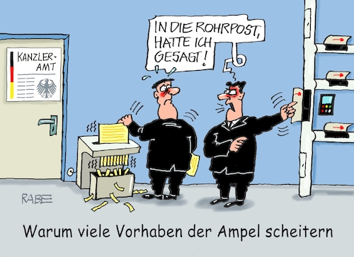 Cartoon: Auf dem Rohrposten (medium) by RABE tagged ampelregierung,scholz,spd,grüne,fdp,lindner,kinder,kindergrundsicherung,rabe,ralf,böhme,cartoon,karikatur,pressezeichnung,farbcartoon,tagescartoon,hausmeister,ohren,zähne,kanzler,kanzleramt,geheimes,unterlagen,vorhaben,gesetze,post,rohrpost,rohre,reisswolf,aktenvernichter,schnipsel,blätter,ampelregierung,scholz,spd,grüne,fdp,lindner,kinder,kindergrundsicherung,rabe,ralf,böhme,cartoon,karikatur,pressezeichnung,farbcartoon,tagescartoon,hausmeister,ohren,zähne,kanzler,kanzleramt,geheimes,unterlagen,vorhaben,gesetze,post,rohrpost,rohre,reisswolf,aktenvernichter,schnipsel,blätter