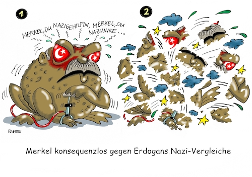 Cartoon: Aufgeblasenen Kröte (medium) by RABE tagged erdogan,brüssel,eu,flüchtlinge,flüchtlingsdeal,flüchtlinglager,öffnung,flüchtlingsstrom,sultan,sultanat,rabe,ralf,böhme,cartoon,karikatur,pressezeichnung,farbcartoon,türkei,istanbul,deal,merkel,kanzlerin,nazi,nazivergleich,nazihure,nazigehilfin,kröte,aufgeblasen,geplatzt,erdogan,brüssel,eu,flüchtlinge,flüchtlingsdeal,flüchtlinglager,öffnung,flüchtlingsstrom,sultan,sultanat,rabe,ralf,böhme,cartoon,karikatur,pressezeichnung,farbcartoon,türkei,istanbul,deal,merkel,kanzlerin,nazi,nazivergleich,nazihure,nazigehilfin,kröte,aufgeblasen,geplatzt