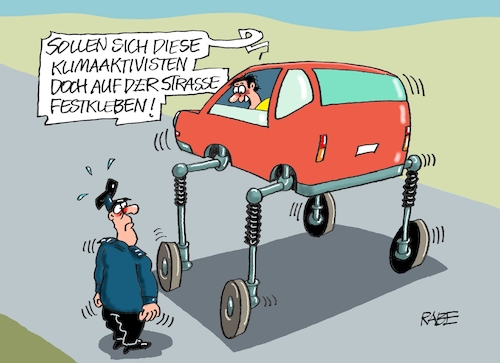 Cartoon: Aufgebocktes (medium) by RABE tagged hitze,dürre,klima,klimawandel,wetterextreme,trockenheit,rabe,ralf,böhme,cartoon,karikatur,pressezeichnung,farbcartoon,tagescartoon,sommer,extremwetter,gaskrise,energiekrise,straße,polizist,pkw,auto,autofahrer,hoch,aufgebockt,klimaaktivist,klimaaktivisten,protest,kleber,leim,asphalt,festkleber,sekundenkleber,hitze,dürre,klima,klimawandel,wetterextreme,trockenheit,rabe,ralf,böhme,cartoon,karikatur,pressezeichnung,farbcartoon,tagescartoon,sommer,extremwetter,gaskrise,energiekrise,straße,polizist,pkw,auto,autofahrer,hoch,aufgebockt,klimaaktivist,klimaaktivisten,protest,kleber,leim,asphalt,festkleber,sekundenkleber