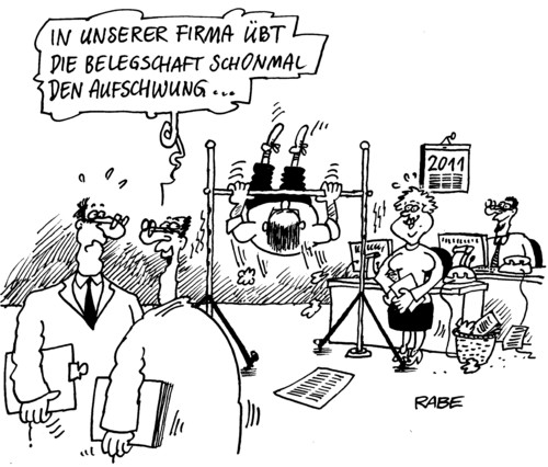 Cartoon: Aufschwung (medium) by RABE tagged aufschwung,belegschaft,firma,mitarbeiter,euro,bilanz,schreibtischcomputer,reck,fitness,neues,jahr,silvester,pc,chef,büro,sport,bewegung,aufschwung,belegschaft,firma,mitarbeiter,euro,bilanz,neues,silvester,neujahr,finanzkrise,wirtschaftskrise,hoffnung