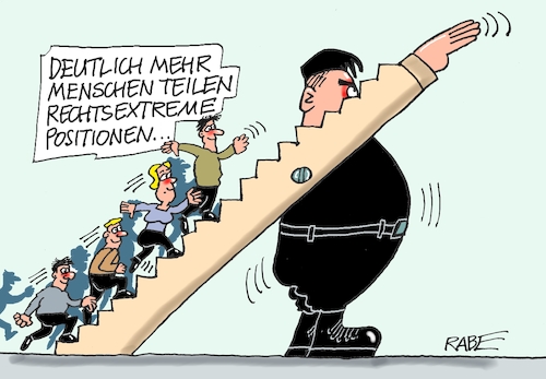 Cartoon: Aufwärtstrend (medium) by RABE tagged afd,reichsbürger,demokratiefördergesetz,rabe,ralf,böhme,cartoon,karikatur,pressezeichnung,farbcartoon,tagescartoon,rechte,höcke,thüringen,rechtsextremismus,rechtspopulismus,neonazies,position,treppe,arm,hitlergruß,treppenstufen,afd,reichsbürger,demokratiefördergesetz,rabe,ralf,böhme,cartoon,karikatur,pressezeichnung,farbcartoon,tagescartoon,rechte,höcke,thüringen,rechtsextremismus,rechtspopulismus,neonazies,position,treppe,arm,hitlergruß,treppenstufen