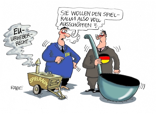 Cartoon: Ausgeschöpftes (medium) by RABE tagged eugh,gerichtshof,brüssel,gesetz,beschluß,urteil,geldbuße,rabe,ralf,böhme,cartoon,karikatur,pressezeichnung,farbcartoon,tagescartoon,urheber,urheberrecht,internet,spielraum,deutschland,schöpfkelle,ausschöpfen,gulaschkanone,eugh,gerichtshof,brüssel,gesetz,beschluß,urteil,geldbuße,rabe,ralf,böhme,cartoon,karikatur,pressezeichnung,farbcartoon,tagescartoon,urheber,urheberrecht,internet,spielraum,deutschland,schöpfkelle,ausschöpfen,gulaschkanone