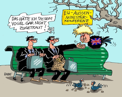 Cartoon: Aussenministerkonferenz (medium) by RABE tagged eu,brüssel,außenminister,außenministerkonfernz,brexit,boris,johnson,rabe,ralf,böhme,cartoon,karikatur,pressezeichnung,farbcartoon,tagescartoon,türkei,erdogan,bank,vögel,vogel,vogelfutter,eu,brüssel,außenminister,außenministerkonfernz,brexit,boris,johnson,rabe,ralf,böhme,cartoon,karikatur,pressezeichnung,farbcartoon,tagescartoon,türkei,erdogan,bank,vögel,vogel,vogelfutter