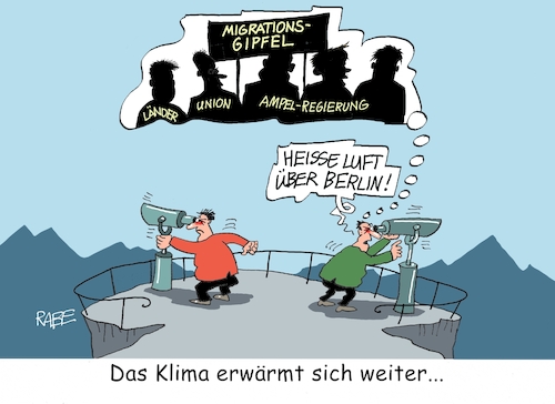 Cartoon: Aussichtsgipfel (medium) by RABE tagged ampel,ampelregierung,rot,grün,gelb,fdp,spd,grüne,rabe,ralf,böhme,cartoon,karikatur,pressezeichnung,farbcartoon,tagescartoon,pöbelei,pöbler,bestrafung,regelung,beschimpfung,bundestag,abgeordnete,migrationsgipfel,bund,länder,union,abschiebung,solingen,messerangriff,gebirge,fernglas,aussichtspunkt,ampel,ampelregierung,rot,grün,gelb,fdp,spd,grüne,rabe,ralf,böhme,cartoon,karikatur,pressezeichnung,farbcartoon,tagescartoon,pöbelei,pöbler,bestrafung,regelung,beschimpfung,bundestag,abgeordnete,migrationsgipfel,bund,länder,union,abschiebung,solingen,messerangriff,gebirge,fernglas,aussichtspunkt