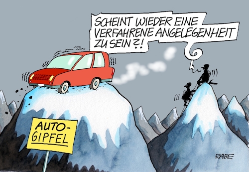 Cartoon: Autogipfel (medium) by RABE tagged ampel,ampelregierung,rot,grün,gelb,fdp,spd,grüne,rabe,ralf,böhme,cartoon,karikatur,pressezeichnung,farbcartoon,tagescartoon,pöbelei,pöbler,bestrafung,regelung,beschimpfung,bundestag,abgeordnete,berlin,gipfel,gipfeltreffen,auto,autoindustrie,habeck,autobosse,gebirge,ampel,ampelregierung,rot,grün,gelb,fdp,spd,grüne,rabe,ralf,böhme,cartoon,karikatur,pressezeichnung,farbcartoon,tagescartoon,pöbelei,pöbler,bestrafung,regelung,beschimpfung,bundestag,abgeordnete,berlin,gipfel,gipfeltreffen,auto,autoindustrie,habeck,autobosse,gebirge