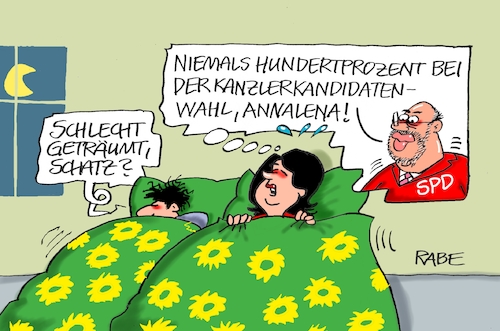 Cartoon: Baerbockiges (medium) by RABE tagged annalena,baerbock,grüne,robert,habeck,bundestagwahl,kanzlerkandidatin,parteirag,rabe,ralf,böhme,cartoon,karikatur,pressezeichnung,farbcartoon,tagescartoon,kanzlerkandidatenwahl,bett,schlafzimmer,bettwäsche,martin,schulz,spd,annalena,baerbock,grüne,robert,habeck,bundestagwahl,kanzlerkandidatin,parteirag,rabe,ralf,böhme,cartoon,karikatur,pressezeichnung,farbcartoon,tagescartoon,kanzlerkandidatenwahl,bett,schlafzimmer,bettwäsche,martin,schulz,spd