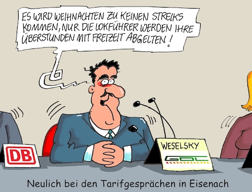 Cartoon: Bahnstreik Tarifrunde II (medium) by RABE tagged db,dgl,tarif,tarifstreit,tarifverhandlungen,weselsky,bahnchefs,lohnforderungen,streik,rabe,ralf,böhme,cartoon,karikatur,pressezeichnung,fabcartoon,tagescartoon,lokführer,überstunden,abbummelei,abgeltung,db,dgl,tarif,tarifstreit,tarifverhandlungen,weselsky,bahnchefs,lohnforderungen,streik,rabe,ralf,böhme,cartoon,karikatur,pressezeichnung,fabcartoon,tagescartoon,lokführer,überstunden,abbummelei,abgeltung