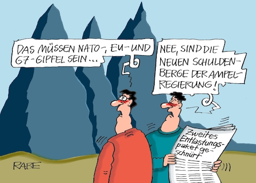 Cartoon: Bergiges (medium) by RABE tagged energie,energiekosten,heizkosten,preissteigerung,stromkosten,benzinpreis,rabe,ralf,böhme,cartoon,karikatur,farbzeichnung,pressezeichnung,tagescartoon,michel,sparschwein,euro,inflation,teuerungsrate,regierungserklärung,entlastungspaket,berge,schuldenberge,natogipfel,eu,einmalzahlung,diesel,billigtickets,energiesteuer,absenkung,energiepreispauschale,schulden,energie,energiekosten,heizkosten,preissteigerung,stromkosten,benzinpreis,rabe,ralf,böhme,cartoon,karikatur,farbzeichnung,pressezeichnung,tagescartoon,michel,sparschwein,euro,inflation,teuerungsrate,regierungserklärung,entlastungspaket,berge,schuldenberge,natogipfel,eu,einmalzahlung,diesel,billigtickets,energiesteuer,absenkung,energiepreispauschale,schulden