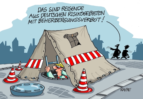 Cartoon: Berherbergungsfreunde (medium) by RABE tagged coron,schnelltest,flughäfen,bahnhöfe,reiserückkehrer,testpflicht,markus,söder,bußgelder,beherbergung,beherbergungsverbot,reisende,urlauber,risikogebiete,fallzahlen,straßenbau,tiefbau,zelt,bauzelt,coron,schnelltest,flughäfen,bahnhöfe,reiserückkehrer,testpflicht,markus,söder,bußgelder,beherbergung,beherbergungsverbot,reisende,urlauber,risikogebiete,fallzahlen,straßenbau,tiefbau,zelt,bauzelt