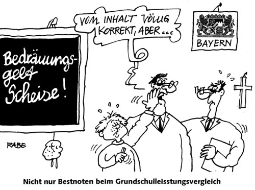 Cartoon: Bestnoten (medium) by RABE tagged leistungsvergleich,grundschulen,schule,leher,schüler,lesen,rechnen,seehofer,csu,bayern,klassen,schulklassen,grundschulvergleich,test,pisatest,pisastudie,bildungsministerin,schavan,kultusminister,bildungswesen,gew,gewerkschaften,noten,zensuren,scheiße,betreuungsgeld,herdprämie,schultafel,kreide,tafel,bestnote,inhalt,klassenzimmer,bundesländer,lernniveau,viertklässler,süddeutschland,leistungsvergleich,grundschulen,schule,leher,schüler,lesen,rechnen,seehofer,csu,bayern,klassen,schulklassen,grundschulvergleich,test,pisatest,pisastudie,bildungsministerin,schavan,kultusminister,bildungswesen,gew,gewerkschaften,noten,zensuren,scheiße,betreuungsgeld,herdprämie,schultafel,kreide,tafel,bestnote,inhalt,klassenzimmer,bundesländer,lernniveau,viertklässler,süddeutschland