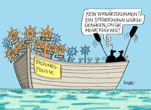 Cartoon: Bildungsgaleere (medium) by RABE tagged virus,corona,pandemie,coronakrise,rabe,ralf,böhme,cartoon,karikatur,pressezeichnung,farbcartoon,tagescartoon,viren,virenschutz,mundschutz,desinfektion,föderal,föderalismus,ländersache,bildung,bildungswesen,bildungsminister,bundesländer,bildungspolitik,bund,lehrer,schüler,hessen,bayern,sachsen,thüringen,nrw,schulstart,schiff,ruder,ruderer,steuer,steuerrad,steuermann,virus,corona,pandemie,coronakrise,rabe,ralf,böhme,cartoon,karikatur,pressezeichnung,farbcartoon,tagescartoon,viren,virenschutz,mundschutz,desinfektion,föderal,föderalismus,ländersache,bildung,bildungswesen,bildungsminister,bundesländer,bildungspolitik,bund,lehrer,schüler,hessen,bayern,sachsen,thüringen,nrw,schulstart,schiff,ruder,ruderer,steuer,steuerrad,steuermann