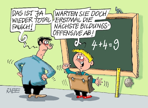 Cartoon: Bildungsoffensive (medium) by RABE tagged lehrer,schüler,bildung,bildungswesen,bildungsbereich,lehrerzimmer,schulklasse,rabe,ralf,böhme,cartoon,karikatur,pressezeichnung,tageszeichnung,seiteneinsteiger,lehrermangel,tafel,schultafel,kreide,bildungsoffensive,lehrer,schüler,bildung,bildungswesen,bildungsbereich,lehrerzimmer,schulklasse,rabe,ralf,böhme,cartoon,karikatur,pressezeichnung,tageszeichnung,seiteneinsteiger,lehrermangel,tafel,schultafel,kreide,bildungsoffensive