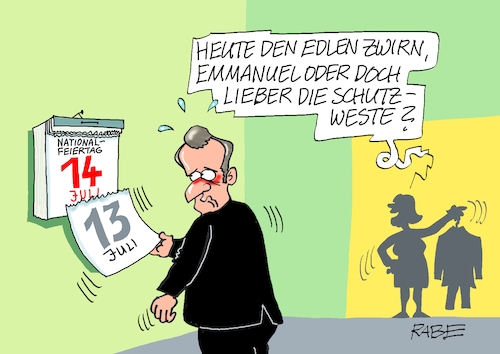 Cartoon: Blatt für Blatt (medium) by RABE tagged emmanuel,macron,staatschef,frankreich,paris,nationalfeiertag,rabe,ralf,böhme,cartoon,karikatur,pressezeichnung,farbcartoon,tagescartoon,abreisskalender,kalenderblätter,feiertag,anzug,zwirn,schutzweste,krawalle,randale,ausschreitungen,blatt,emmanuel,macron,staatschef,frankreich,paris,nationalfeiertag,rabe,ralf,böhme,cartoon,karikatur,pressezeichnung,farbcartoon,tagescartoon,abreisskalender,kalenderblätter,feiertag,anzug,zwirn,schutzweste,krawalle,randale,ausschreitungen