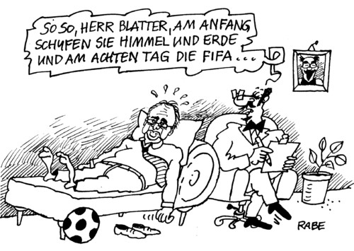 Cartoon: Blattern (medium) by RABE tagged blatter,fifa,fußball,korruption,bestechung,skandal,vorsitz,schweiz,wm,beckenbauer,zwanziger,kommitee,bibel,gott,himmel,erde,erschaffung,adam,eva,psychiater,nervenarzt,klappsmühle,liege,fußballspieler,tor,wettkampf,widerwahl,präsident,weltfußballverband,weltmeisterschaft,boss,chef,blatter,weltfußballorganisation,fifa,chef,korruptionsvorwürfe,korruption,fußball