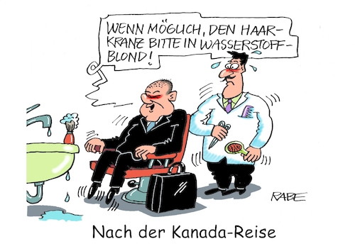 Cartoon: Blondschopf (medium) by RABE tagged gas,gassparen,gasnotstand,gasgeben,sanktionen,gasspeicher,gasheizung,rabe,ralf,böhme,cartoon,karikatur,pressezeichnung,farbcartoon,tagescartoon,robert,habeck,putin,ukrainekrieg,kanada,kanadareise,kanadabesuch,olaf,scholz,wasserstoff,wasserstoffblond,friseur,haarschnitt,haarkranz,haarfarbe,haarfärben,handelsbeziehungen,terminal,gas,gassparen,gasnotstand,gasgeben,sanktionen,gasspeicher,gasheizung,rabe,ralf,böhme,cartoon,karikatur,pressezeichnung,farbcartoon,tagescartoon,robert,habeck,putin,ukrainekrieg,kanada,kanadareise,kanadabesuch,olaf,scholz,wasserstoff,wasserstoffblond,friseur,haarschnitt,haarkranz,haarfarbe,haarfärben,handelsbeziehungen,terminal