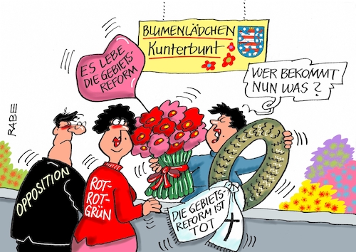 Cartoon: Blumenlädchen Thüringen (medium) by RABE tagged thüringen,ramelow,linke,rot,grün,innenminister,poppenhäger,opposition,kreise,landräte,rabe,ralf,böhme,cartoon,karikatur,pressezeichnung,farbcartoon,tagescartoon,blumenladen,blumen,beerdigung,kranz,gesundheit,tot,schnittblumen,bürgermeister,erfurt,innenministerium,thüringen,ramelow,linke,rot,grün,innenminister,poppenhäger,opposition,kreise,landräte,rabe,ralf,böhme,cartoon,karikatur,pressezeichnung,farbcartoon,tagescartoon,blumenladen,blumen,beerdigung,kranz,gesundheit,tot,schnittblumen,bürgermeister,erfurt,innenministerium