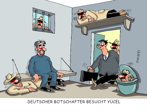 Cartoon: Botschafterbesuch (medium) by RABE tagged yücel,journalist,haft,spionage,welt,reporter,erdogan,sultanat,istanbul,gefängnis,präsident,gülen,rabe,ralf,böhme,cartoon,karikatur,pressezeichnung,farbcartoon,tagescartoon,knast,botschafter,geheimdiente,konsulat,yücel,journalist,haft,spionage,welt,reporter,erdogan,sultanat,istanbul,gefängnis,präsident,gülen,rabe,ralf,böhme,cartoon,karikatur,pressezeichnung,farbcartoon,tagescartoon,knast,botschafter,geheimdiente,konsulat