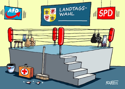 Cartoon: Boxduell (medium) by RABE tagged merz,kanzler,koalition,union,spd,klingbeil,cartoon,karikatur,pressezeichnung,farbcartoon,tagescartoon,db,bahn,frühling,frühjahr,frühjahrsputz,ice,zug,blumenkasten,blumenkästen,esc,songcontest,wahl,wähler,lantagswahl,mecklenburg,vorpommern,boxduell,schwesig,holm,afd,merz,kanzler,koalition,union,spd,klingbeil,cartoon,karikatur,pressezeichnung,farbcartoon,tagescartoon,db,bahn,frühling,frühjahr,frühjahrsputz,ice,zug,blumenkasten,blumenkästen,esc,songcontest,wahl,wähler,lantagswahl,mecklenburg,vorpommern,boxduell,schwesig,holm,afd