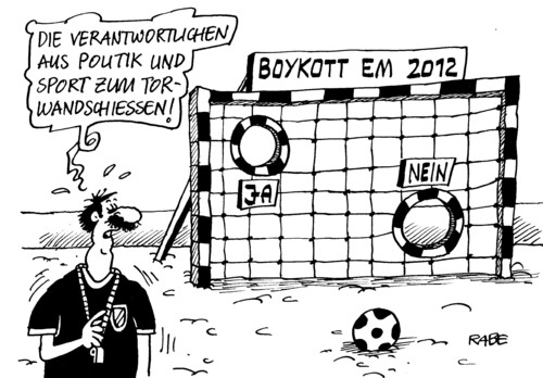 Cartoon: Boykott EM (medium) by RABE tagged fußball,em,ukraine,likaschenko,boykott,torwand,torwandschiessen,schiedsrichter,merkel,kanzlerin,fifa,haftbedingungen,timoschenko,barroso,timoschenko,ukraine,kiew,haftbedingungen,bandscheibenvorfall,em,fifa