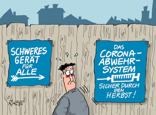 Cartoon: Bretter die die Welt bedeuten (medium) by RABE tagged corona,kliniken,intensivbetten,überbelegung,op,operationen,omikron,boosterimpfung,coronamaßnahmen,coronakurs,lockerungen,märz,freedomday,schutzmaßnahmen,karl,lauterbach,omikronvariante,herbst,schutzimpfung,abwehrsystem,coronaabwehrsystem,flugabwehrsystem,plakat,bretterzaun,die,corona,kliniken,intensivbetten,überbelegung,op,operationen,omikron,boosterimpfung,coronamaßnahmen,coronakurs,lockerungen,märz,freedomday,schutzmaßnahmen,karl,lauterbach,omikronvariante,herbst,schutzimpfung,abwehrsystem,coronaabwehrsystem,flugabwehrsystem,plakat,bretterzaun